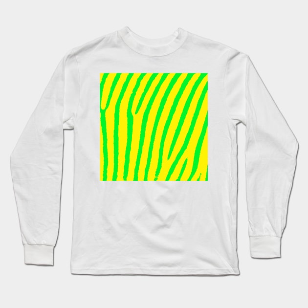 Zebra Print (Yellow & Green) Long Sleeve T-Shirt by BlakCircleGirl